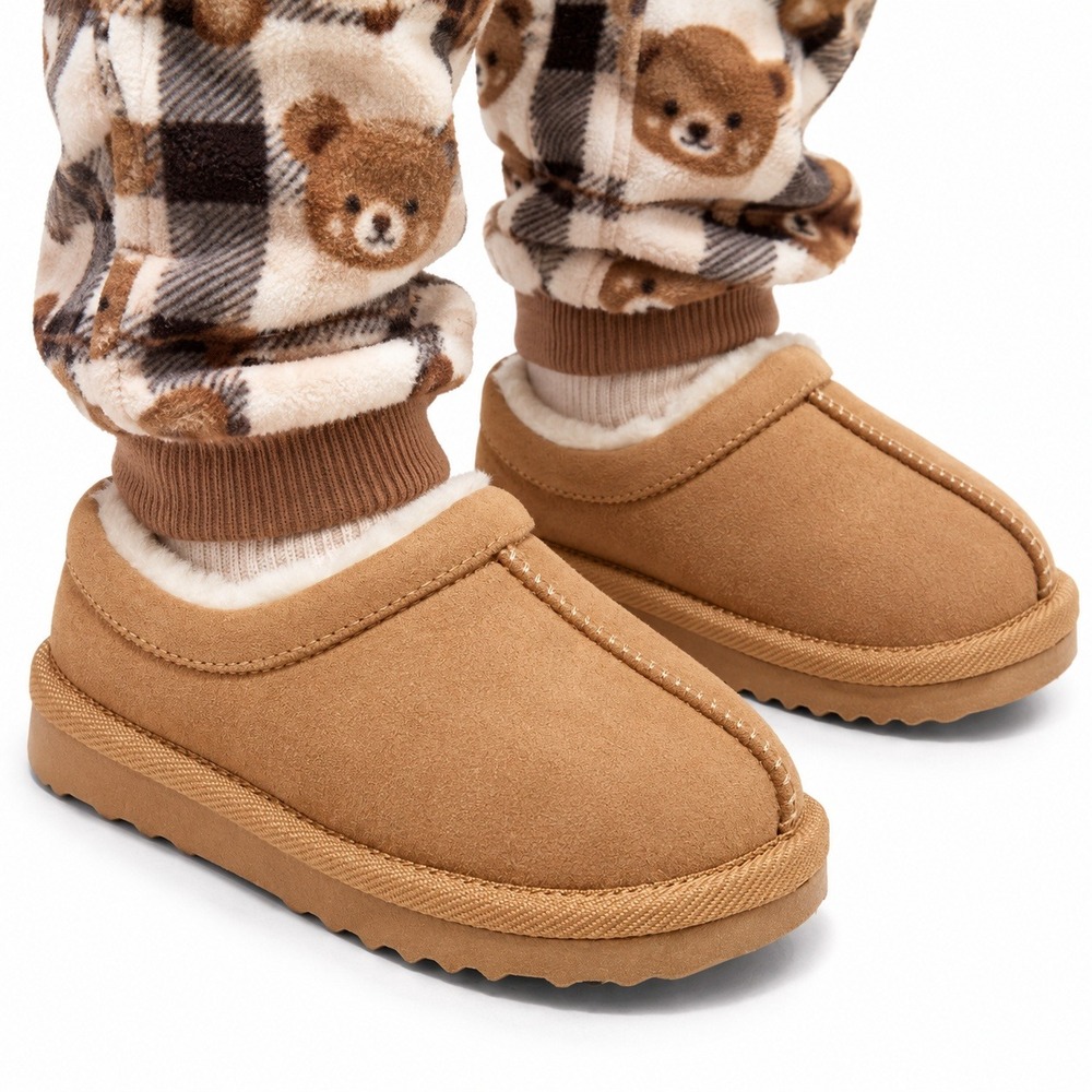Cat & Jack Jude Clog Slippers Toddler Brown Size 9 Faux Shearling Slip-On Shoes